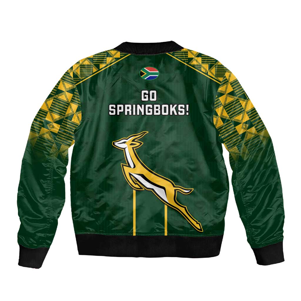 South Africa Rugby Sleeve Zip Bomber Jacket Go Champions Springboks