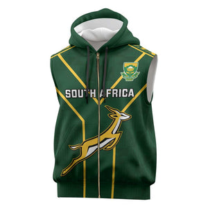 South Africa Rugby Sleeveless Zip Hoodie Go Champions Springboks - African Pride