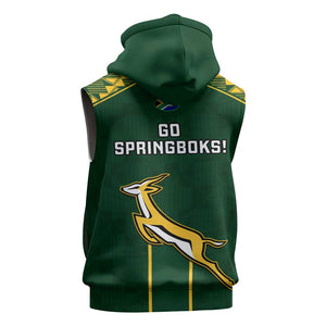 South Africa Rugby Sleeveless Zip Hoodie Go Champions Springboks - African Pride