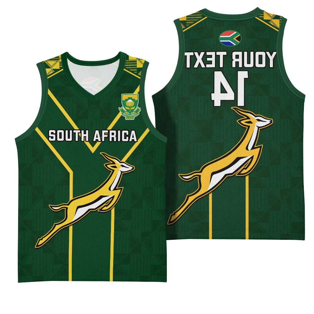 Custom South Africa Rugby Basketball Jersey Go Champions Springboks - African Pride