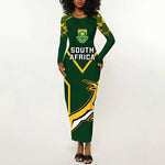 Custom South Africa Rugby Long Sleeve Bodycon Dress Go Champions Springboks LT14