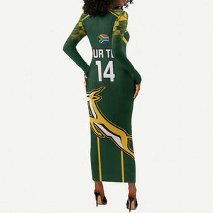 Custom South Africa Rugby Long Sleeve Bodycon Dress Go Champions Springboks LT14