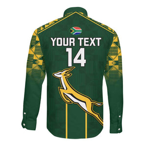 Custom South Africa Rugby Long Sleeve Button Shirt Go Champions Springboks