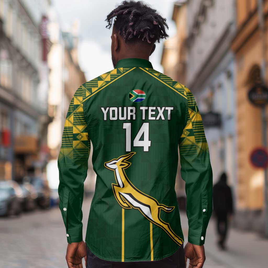 Custom South Africa Rugby Long Sleeve Button Shirt Go Champions Springboks