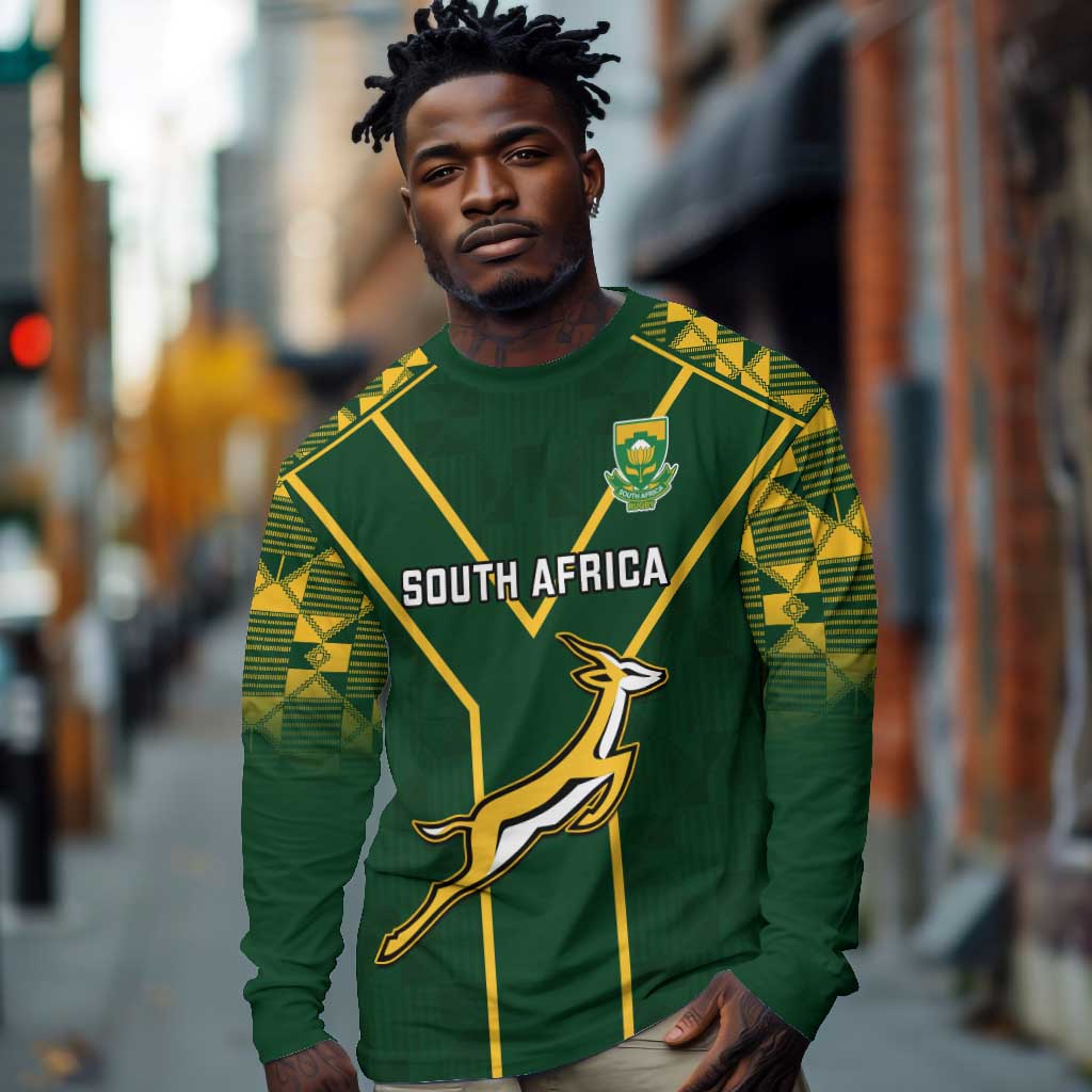 Custom South Africa Rugby Long Sleeve Shirt Go Champions Springboks by ...