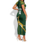Custom South Africa Rugby Short Sleeve Bodycon Dress Go Champions Springboks LT14