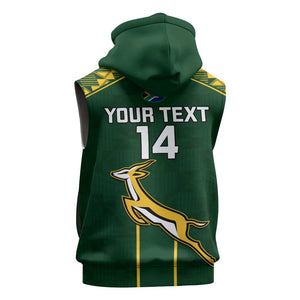 Custom South Africa Rugby Sleeveless Zip Hoodie Go Champions Springboks - African Pride