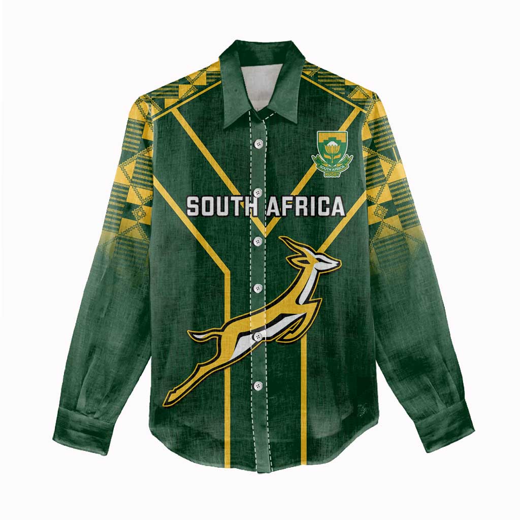Custom South Africa Rugby Women Casual Shirt Go Champions Springboks LT14