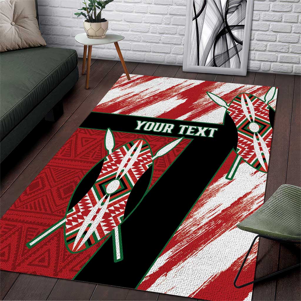 Custom Kenya Rugby Sevens Area Rug Maasai Shield With African Pattern ...