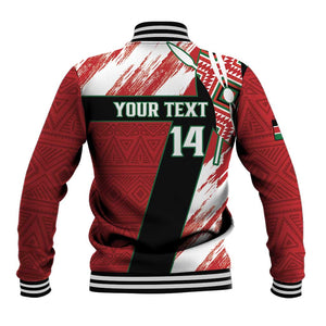 Custom Kenya Rugby Sevens Baseball Jacket Maasai Shield With African Pattern