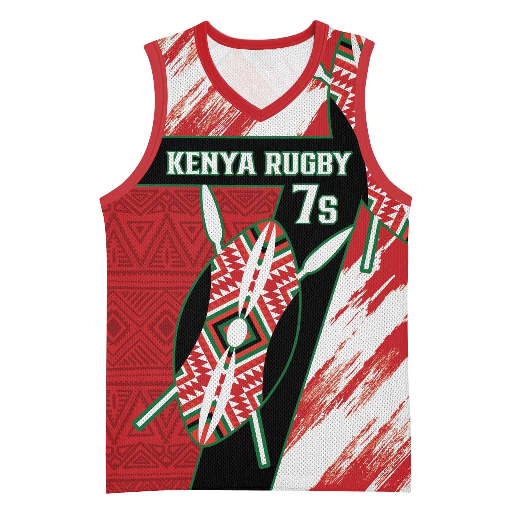 Custom Kenya Rugby Sevens Basketball Jersey Maasai Shield With African Pattern - African Pride