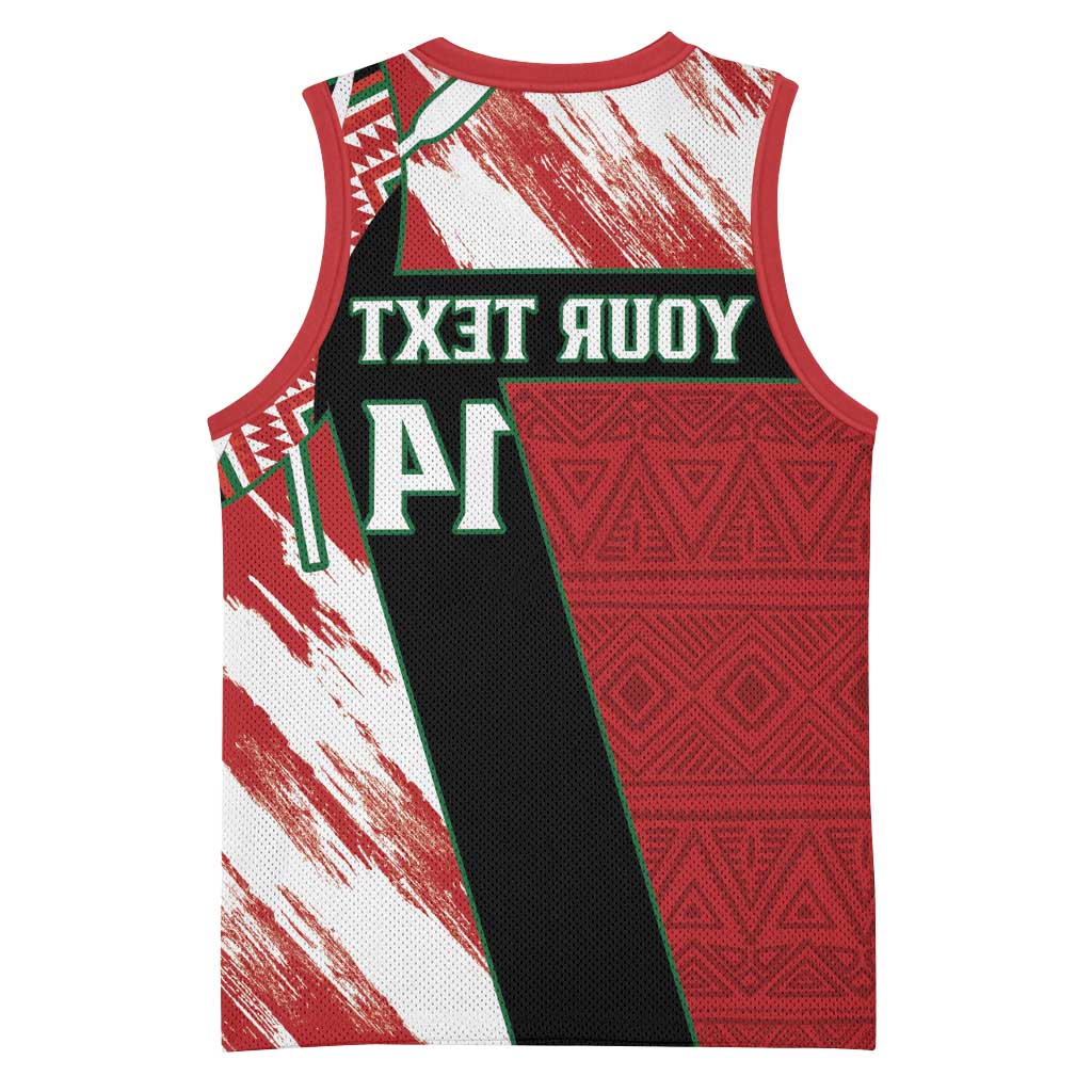 Custom Kenya Rugby Sevens Basketball Jersey Maasai Shield With African Pattern - African Pride