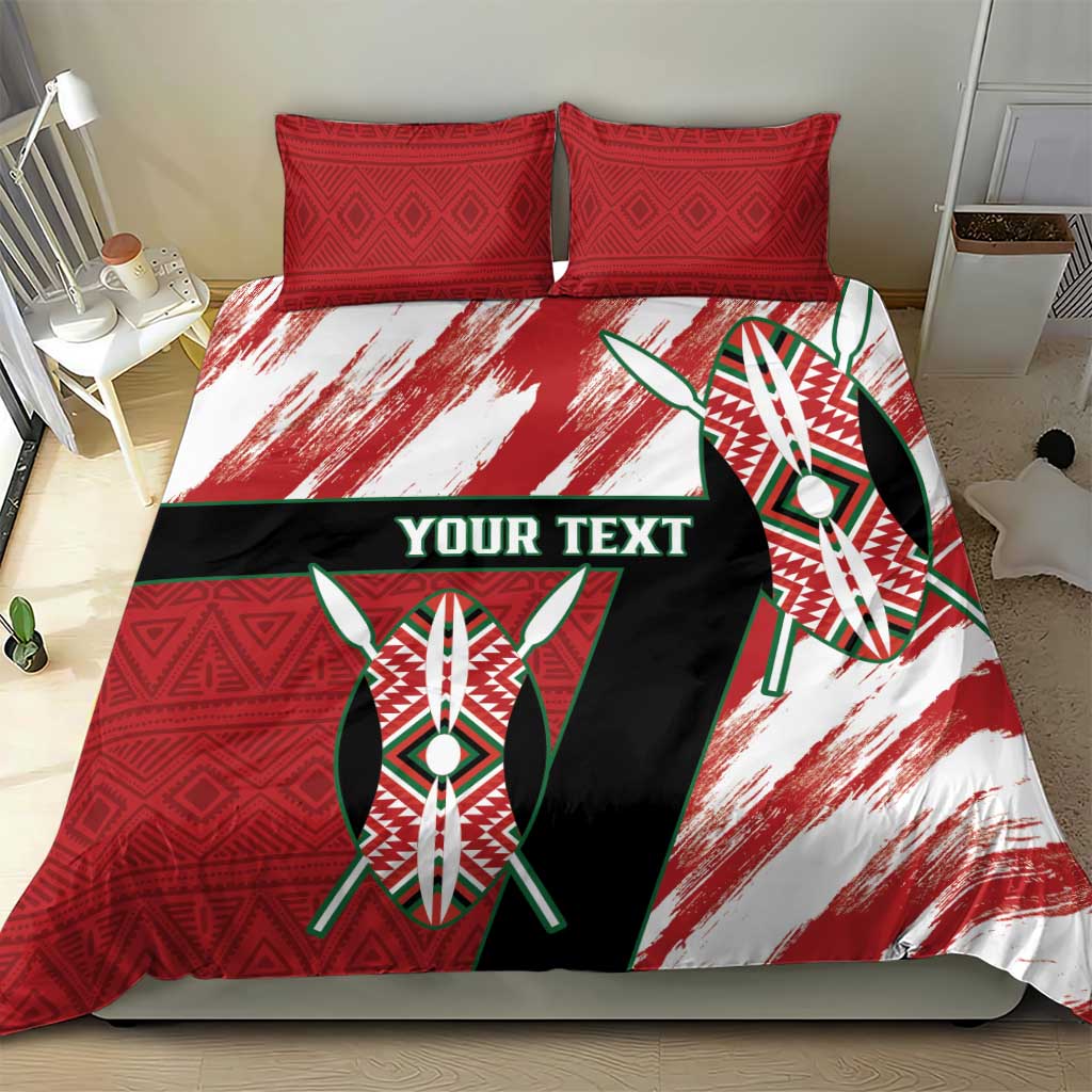 Custom Kenya Rugby Sevens Bedding Set Maasai Shield With African Pattern