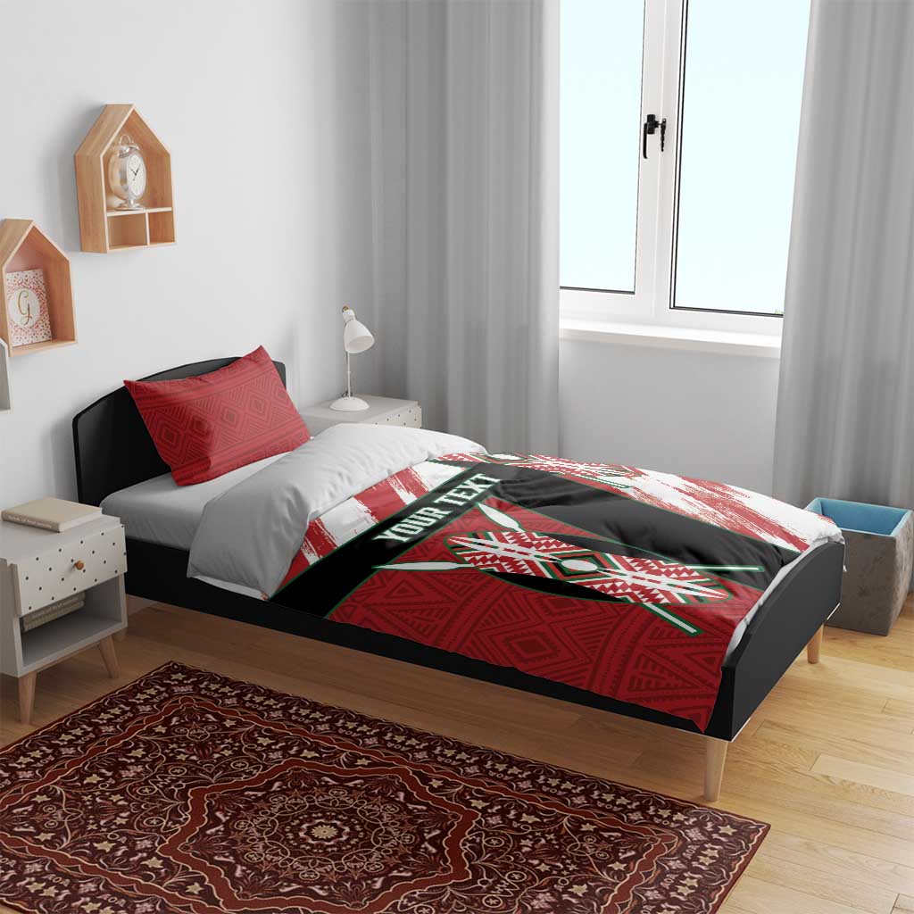 Custom Kenya Rugby Sevens Bedding Set Maasai Shield With African Pattern