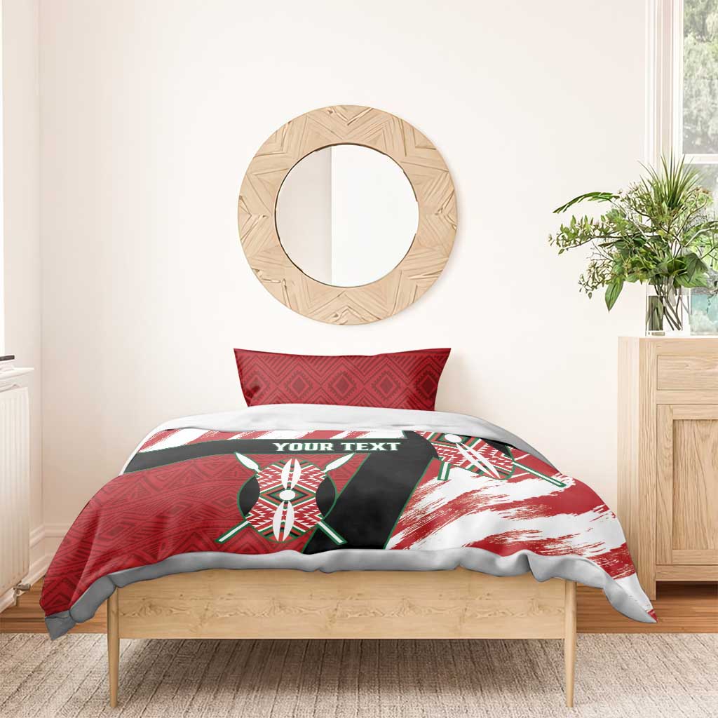 Custom Kenya Rugby Sevens Bedding Set Maasai Shield With African Pattern