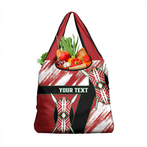 Custom Kenya Rugby Sevens Grocery Bag Maasai Shield With African Pattern