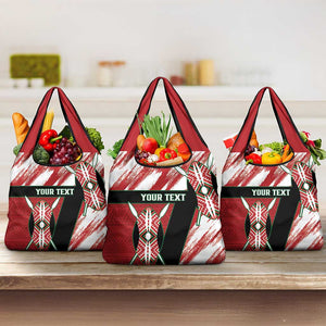 Custom Kenya Rugby Sevens Grocery Bag Maasai Shield With African Pattern