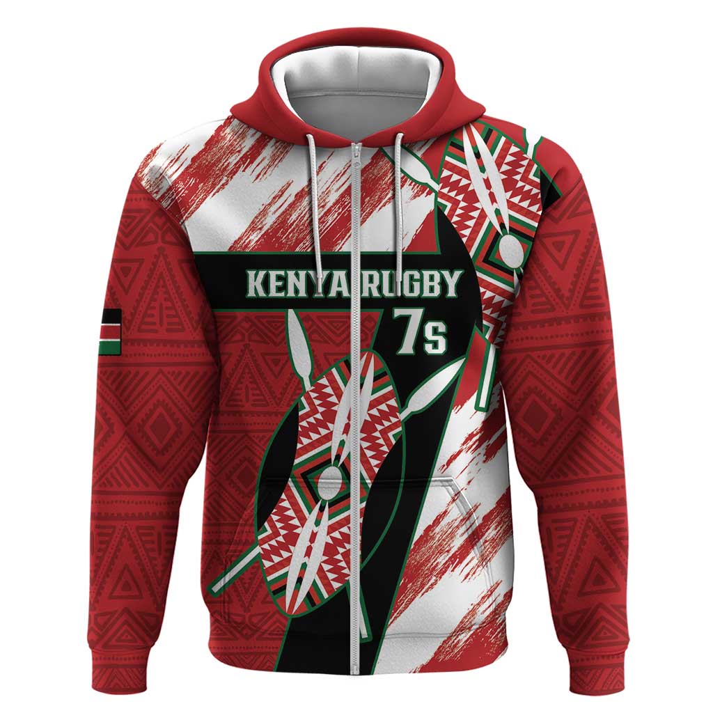 Custom Kenya Rugby Sevens Hoodie Maasai Shield With African Pattern