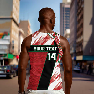 Custom Kenya Rugby Sevens Men Tank Top Maasai Shield With African Pattern