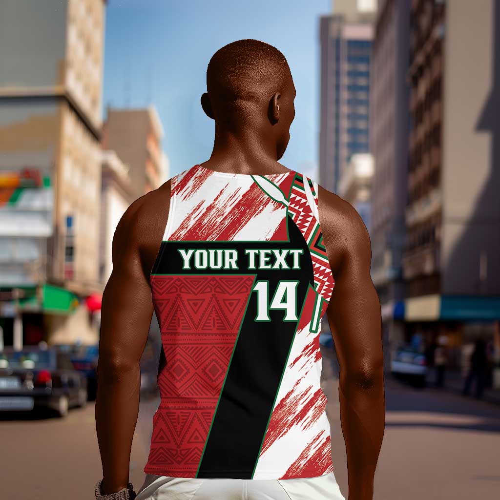 Custom Kenya Rugby Sevens Men Tank Top Maasai Shield With African Pattern