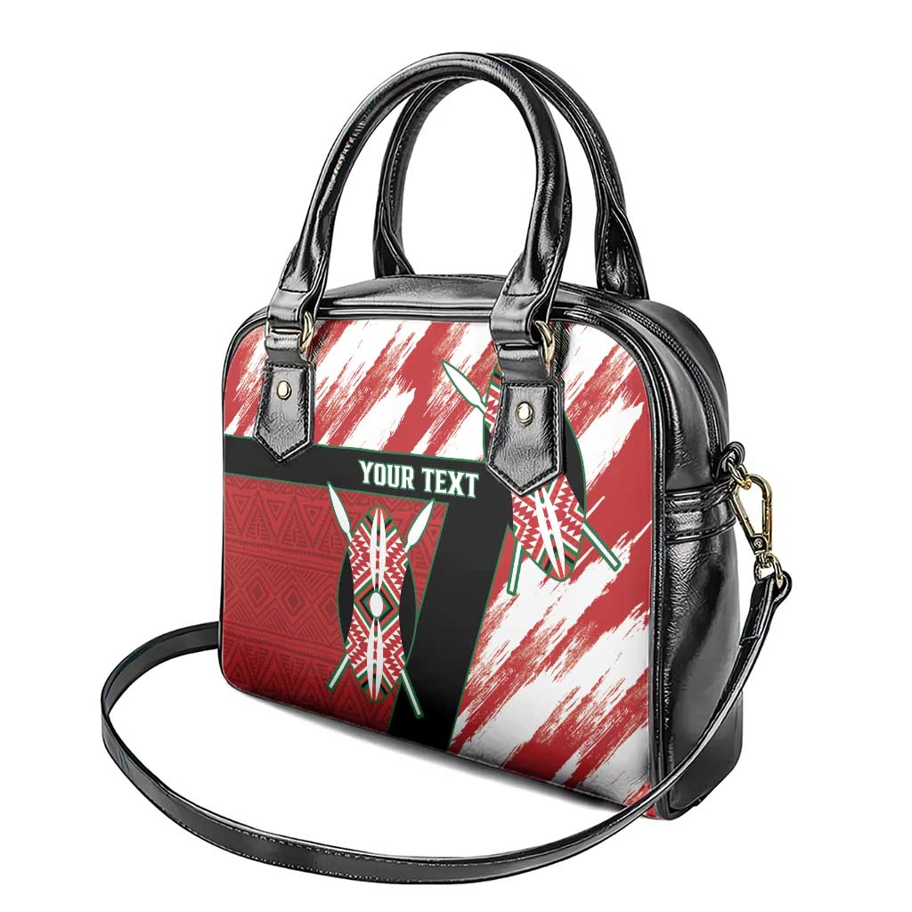 Custom Kenya Rugby Sevens Shoulder Handbag Maasai Shield With African Pattern