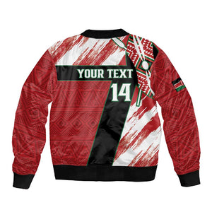 Custom Kenya Rugby Sevens Sleeve Zip Bomber Jacket Maasai Shield With African Pattern
