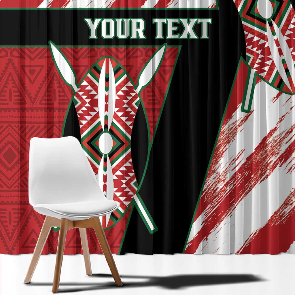 Custom Kenya Rugby Sevens Window Curtain Maasai Shield With African Pattern