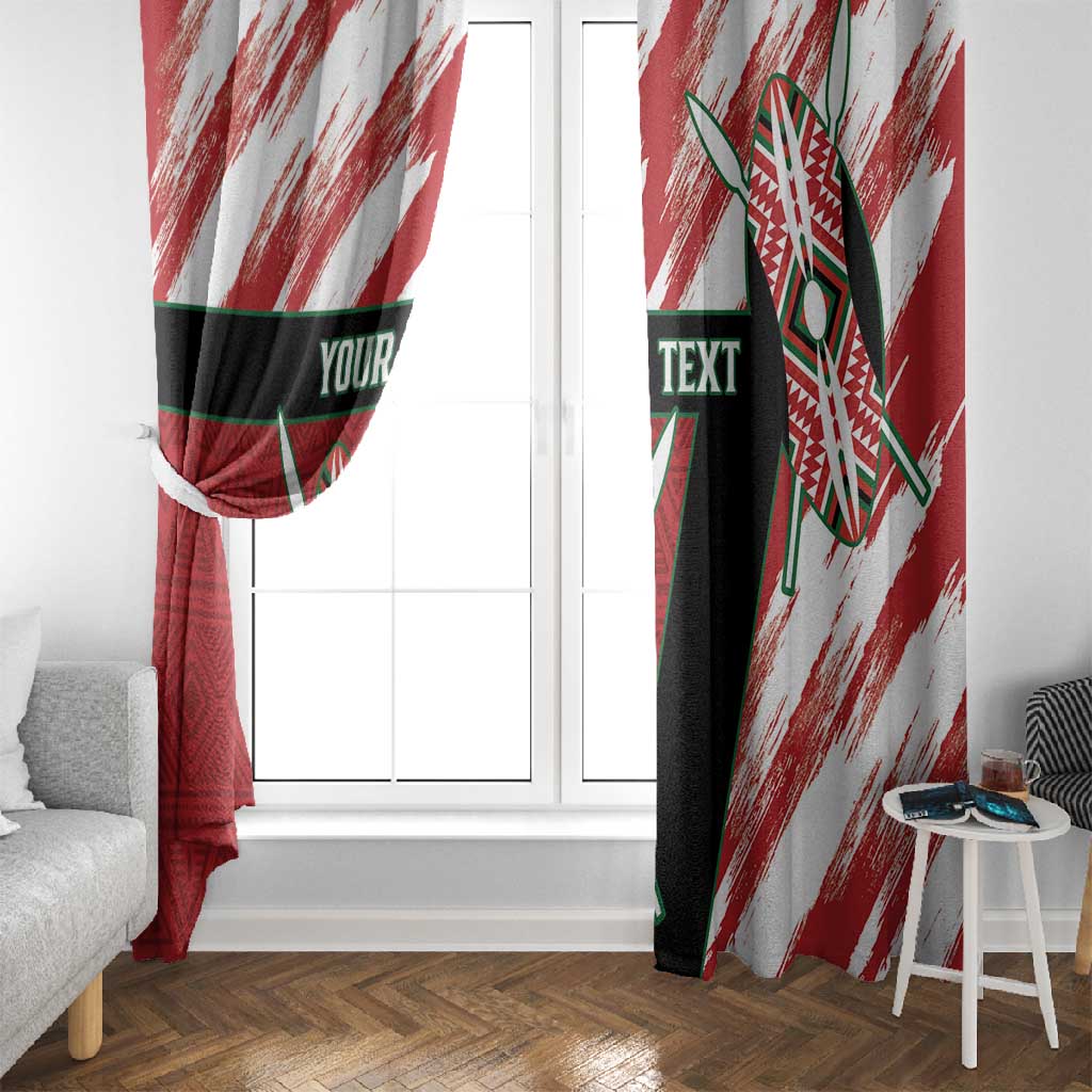 Custom Kenya Rugby Sevens Window Curtain Maasai Shield With African Pattern