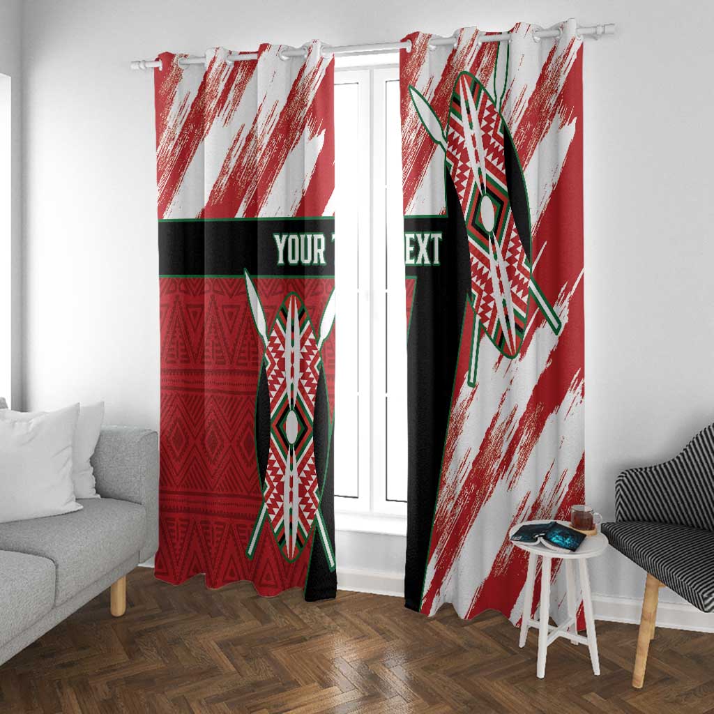 Custom Kenya Rugby Sevens Window Curtain Maasai Shield With African Pattern