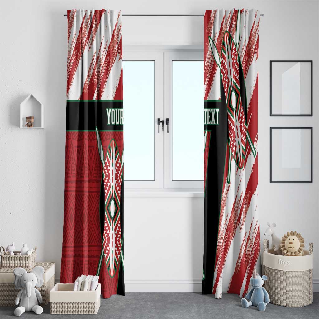 Custom Kenya Rugby Sevens Window Curtain Maasai Shield With African Pattern
