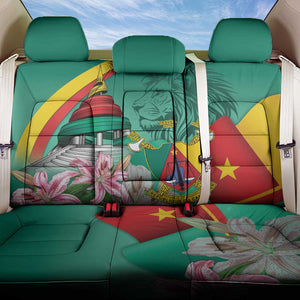 Monument de la Reunification Cameroun Back Car Seat Cover Coat Of Arms With Lily Flowers