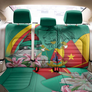 Monument de la Reunification Cameroun Back Car Seat Cover Coat Of Arms With Lily Flowers