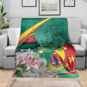 Monument de la Reunification Cameroun Blanket Coat Of Arms With Lily Flowers
