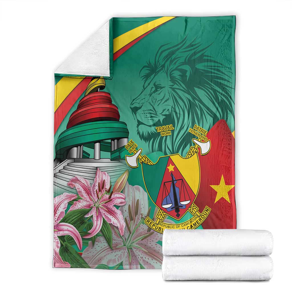 Monument de la Reunification Cameroun Blanket Coat Of Arms With Lily Flowers