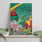 Monument de la Reunification Cameroun Canvas Wall Art Coat Of Arms With Lily Flowers