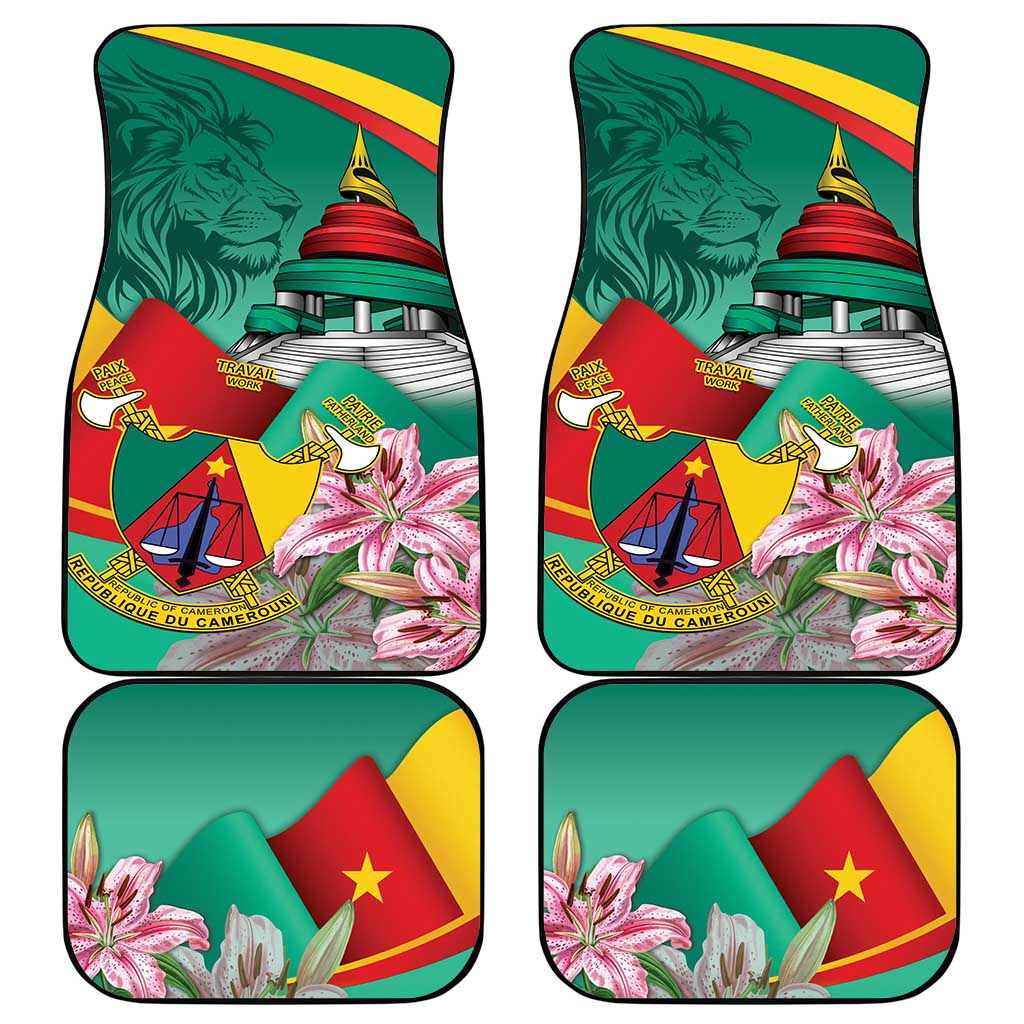Monument de la Reunification Cameroun Car Mats Coat Of Arms With Lily Flowers