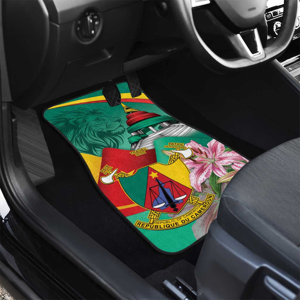 Monument de la Reunification Cameroun Car Mats Coat Of Arms With Lily Flowers