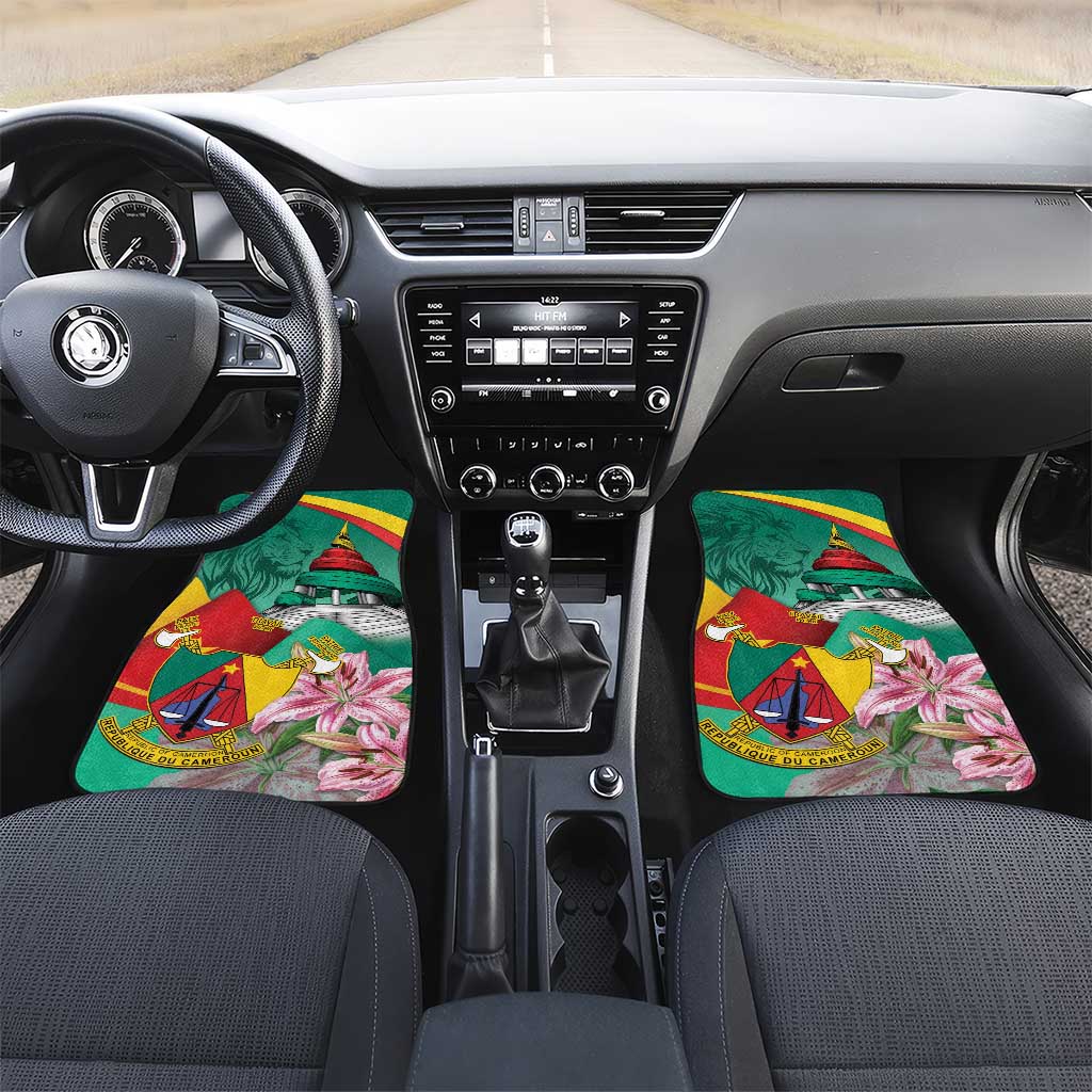 Monument de la Reunification Cameroun Car Mats Coat Of Arms With Lily Flowers