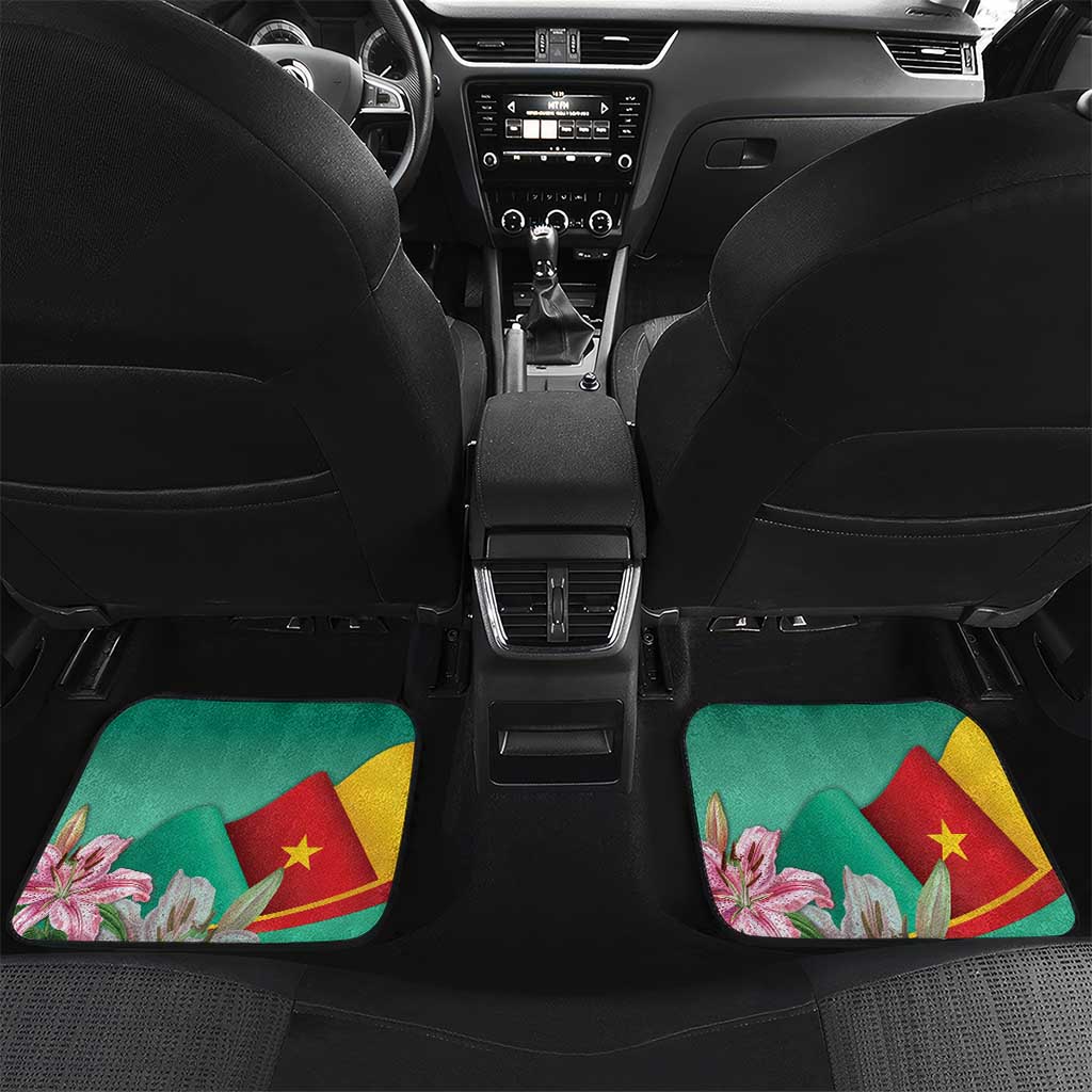 Monument de la Reunification Cameroun Car Mats Coat Of Arms With Lily Flowers