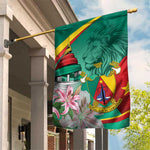 Monument de la Reunification Cameroun Garden Flag Coat Of Arms With Lily Flowers