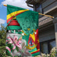 Monument de la Reunification Cameroun Garden Flag Coat Of Arms With Lily Flowers