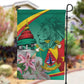 Monument de la Reunification Cameroun Garden Flag Coat Of Arms With Lily Flowers