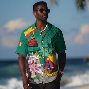 Monument de la Reunification Cameroun Hawaiian Shirt Coat Of Arms With Lily Flowers