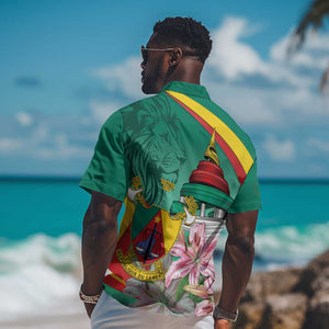 Monument de la Reunification Cameroun Hawaiian Shirt Coat Of Arms With Lily Flowers