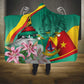 Monument de la Reunification Cameroun Hooded Blanket Coat Of Arms With Lily Flowers