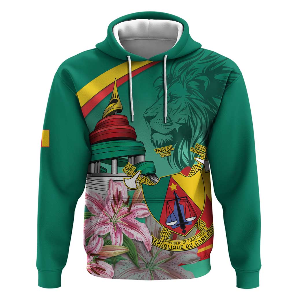 Monument de la Reunification Cameroun Hoodie Coat Of Arms With Lily Flowers