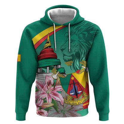 Monument de la Reunification Cameroun Hoodie Coat Of Arms With Lily Flowers