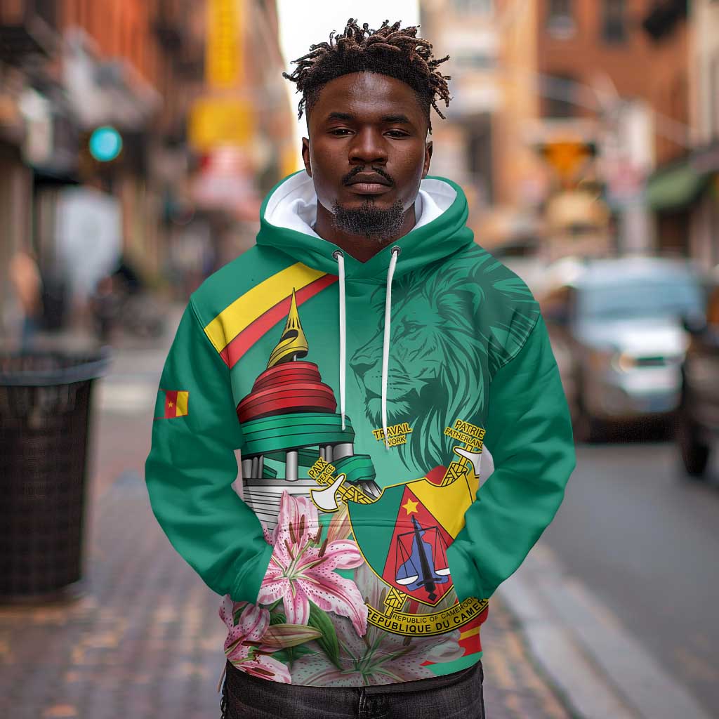 Monument de la Reunification Cameroun Hoodie Coat Of Arms With Lily Flowers