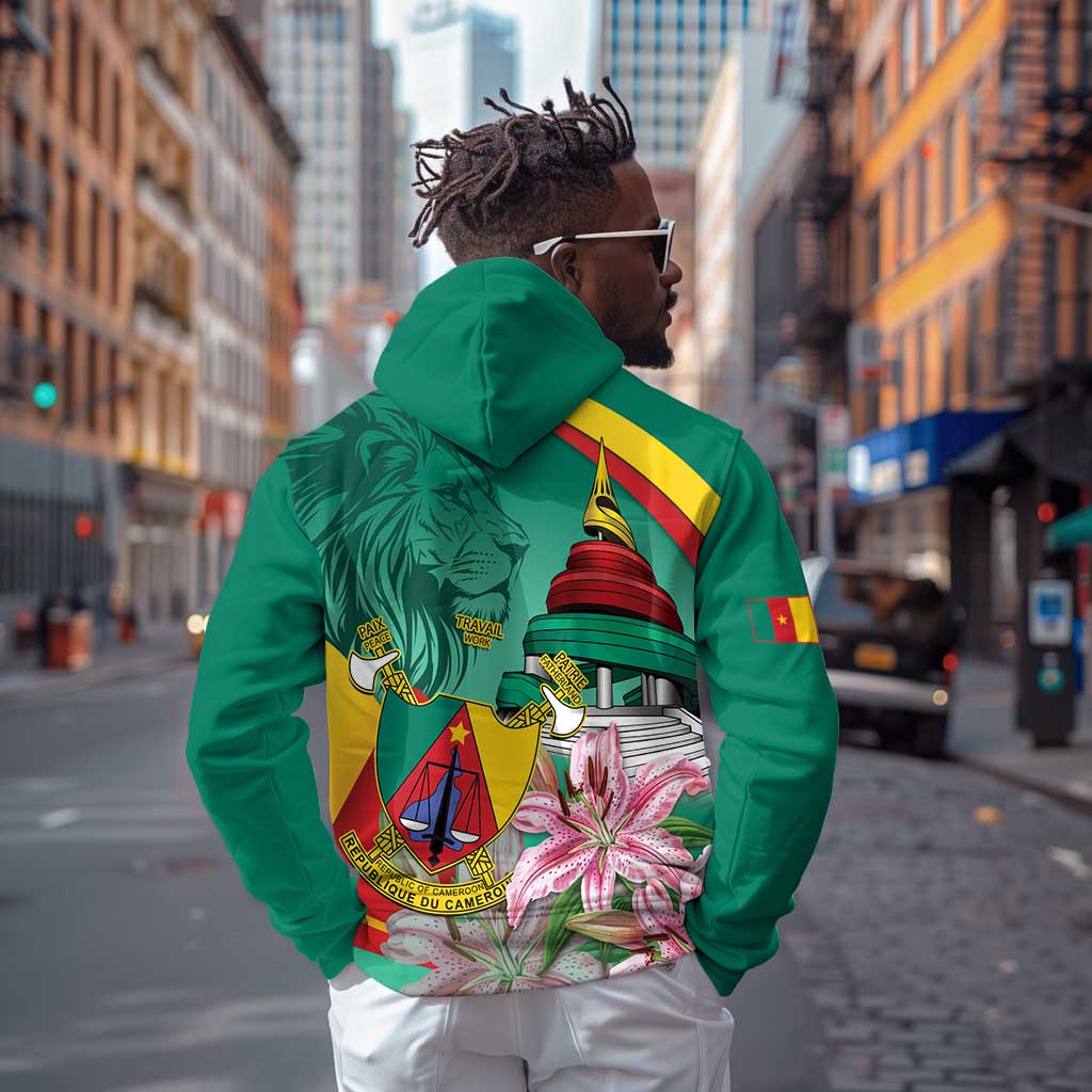 Monument de la Reunification Cameroun Hoodie Coat Of Arms With Lily Flowers