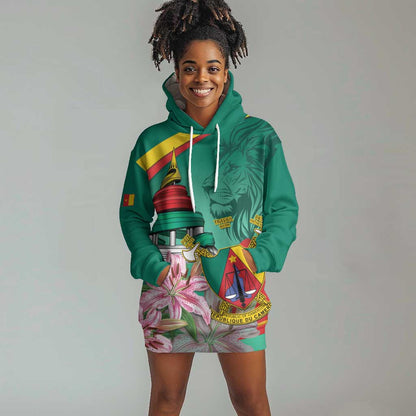 Monument de la Reunification Cameroun Hoodie Dress Coat Of Arms With Lily Flowers